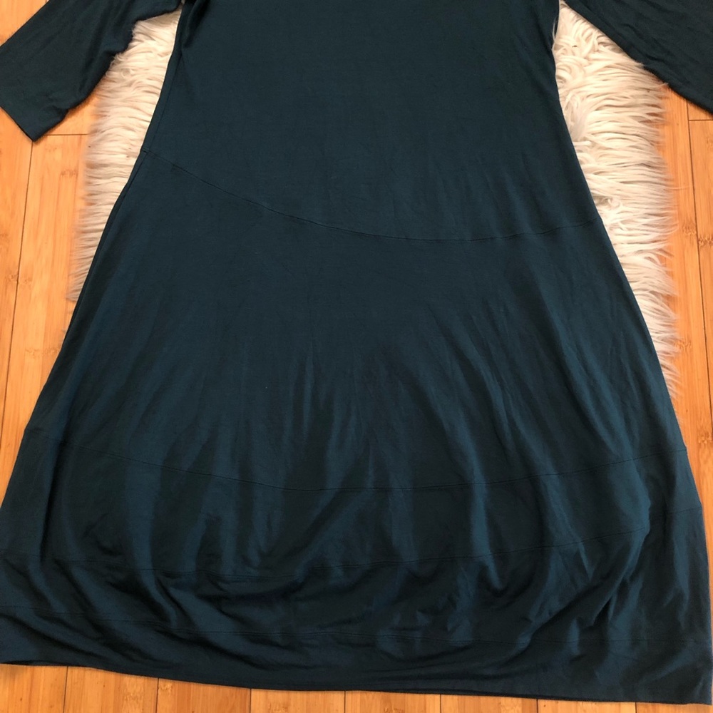 Eileen Fisher Minimalist Lagenlook 3/4 Sleeves Teal Green Womens Dress size M - Picture 6 of 10